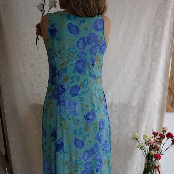 Vintage 1990s JULIA 100% Viscose Spring Summer Flowy Breathable Sundress Dress - Picture 5 of 12